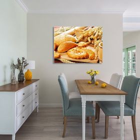 Framed Canvas Wall Art Decor Bread Painting, Still Life Bread Painting Decoration For Restrant, Kitchen, Dining Room, Office Living Room, Bedroom Deco