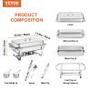 VEVOR 4-Pack Rectangle Chafing Dish Set with Full-Size 8Qt Pan Frame Fuel Holder