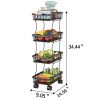 4 Tier Fruit Vegetable Basket for Kitchen, Fruit Vegetable Storage Cart, Vegetable Basket Bins, Wire Storage Basket Organizer Utility Cart with Wheels