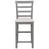 TREXM 5-Piece Multi-Functional Rubber Wood Counter Height Dining Set with Padded Chairs and Integrated 9 Bar Wine Compartment, Wineglass Holders for D