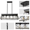 5-Light Farmhouse Chandeliers for Dining Room, Metal Rustic Pendant Island Light Fixture, Modern Rectangular Island Lights for Kitchen, Living Room(No