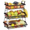 3 layers of fruit and vegetable baskets, placed the desktop, used for kitchen, storage vehicle, vegetable basket, steel wire storage organizer public