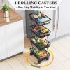 4 Tier Fruit Vegetable Basket for Kitchen, Fruit Vegetable Storage Cart, Vegetable Basket Bins, Wire Storage Basket Organizer Utility Cart with Wheels