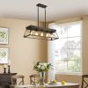 5-Light Farmhouse Chandeliers for Dining Room, Metal Rustic Pendant Island Light Fixture, Modern Rectangular Island Lights for Kitchen, Living Room(No