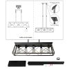 5-Light Farmhouse Chandeliers for Dining Room, Metal Rustic Pendant Island Light Fixture, Modern Rectangular Island Lights for Kitchen, Living Room(No
