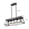 5-Light Farmhouse Chandeliers for Dining Room, Metal Rustic Pendant Island Light Fixture, Modern Rectangular Island Lights for Kitchen, Living Room(No