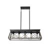 5-Light Farmhouse Chandeliers for Dining Room, Metal Rustic Pendant Island Light Fixture, Modern Rectangular Island Lights for Kitchen, Living Room(No