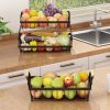 3 layers of fruit and vegetable baskets, placed the desktop, used for kitchen, storage vehicle, vegetable basket, steel wire storage organizer public