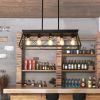 5-Light Farmhouse Chandeliers for Dining Room, Metal Rustic Pendant Island Light Fixture, Modern Rectangular Island Lights for Kitchen, Living Room(No
